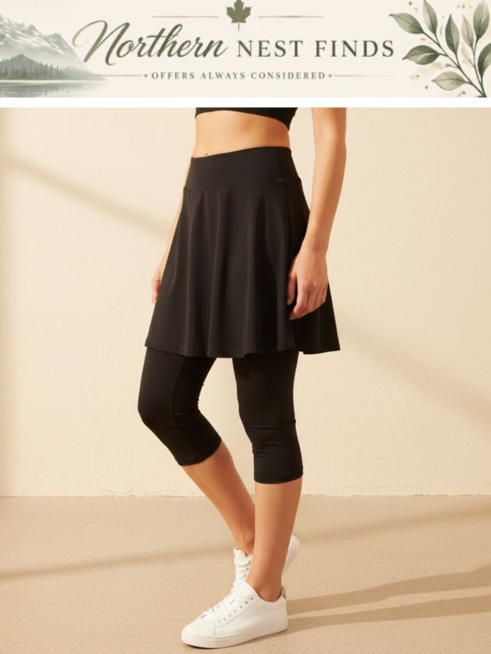 Girls Knee Length Skorts Leggings Pockets Polyester Spandex Skirted Capris